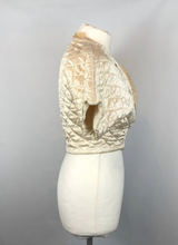 Load image into Gallery viewer, 1950s Cream Satin Quilted Bed Jacket by Harrods - B36