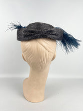 Load image into Gallery viewer, Beautiful Vintage 1950's Straw Hat with Velvet and Ostrich Feather Trim - A Cross-Keys Hat