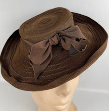 Load image into Gallery viewer, Original 1930's 1940's Chocolate Brown Felt Tilt Topper Hat - Smart Vintage Hat