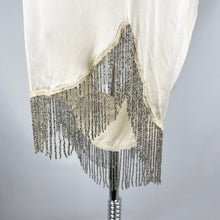 Load image into Gallery viewer, Original 1920's 1930's Silk Tap Pants with Beaded Fringe Detail in Silver - Waist 30 32 34