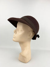Load image into Gallery viewer, Original 1930s Chocolate Brown Felt Hat - Classic Shaped Piece