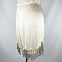 Load image into Gallery viewer, Original 1920's 1930's Silk Tap Pants with Beaded Fringe Detail in Silver - Waist 30 32 34