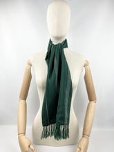 Load image into Gallery viewer, Original 1940's Forest Green Artificial Silk Scarf with Black and White Print by Tootal - Great Christmas Gift