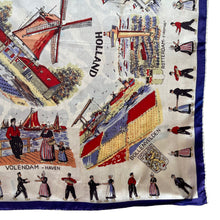 Load image into Gallery viewer, Vintage Artificial Silk Scarf with Tulips and Tourist Attractions - Holland Tourist Piece - Great Turban or Headscarf