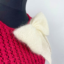 Load image into Gallery viewer, 1930's Reproduction Hand Knitted Lace Jumper in Holly Berry Red Alpaca and Ecru Mohair - Bust 34 36
