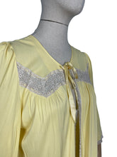 Load image into Gallery viewer, Original 1950's Lemon Yellow Rayon and Lace Bed Jacket with Tie Neck - Bust 36 38