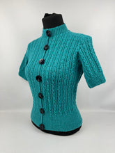 Load image into Gallery viewer, 1930's Reproduction Knitted Cable Jacket with Large Buttons - Beautiful 1930's Style Cardigan in West Yorkshire Spinners Wool - Bust 34 35 36