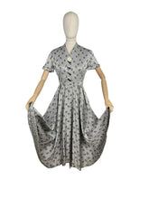 Load image into Gallery viewer, Original 1950's Silver and Black Cocktail Dress by For You By Blaines with Glass Buttons and Pockets - Bust 35