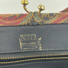 Load image into Gallery viewer, Original 1940's Fabric Bag in Red, Black, Gold and Teal by Ingber *