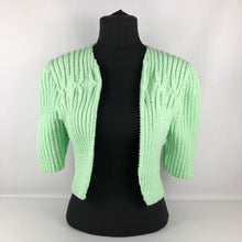 Load image into Gallery viewer, 1940s Reproduction Hand Knitted Bolero in Spring Green - B36 37 38 39 40