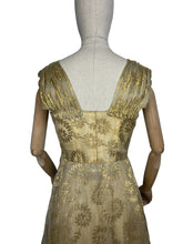 Load image into Gallery viewer, Original 1950's Berthe Alexandrie Gold Lame Organza Cocktail Dress - Bust 35 36