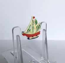 Load image into Gallery viewer, Vintage Early Plastic Green Sailing Ship Brooch
