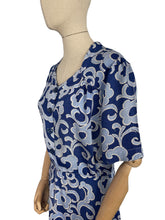 Load image into Gallery viewer, Wounded But Wearable Original 1940's Volup Two Tone Blue Summer Dress in Soft Linen - Much Loved - Bust 42 44