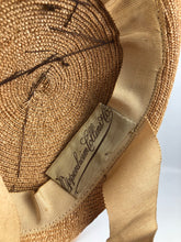 Load image into Gallery viewer, 1940s Natural Straw Hat With Large Pink Floral Decoration