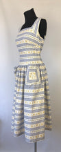 Load image into Gallery viewer, 1950s Blue and White Stripe Floral Dress - B36