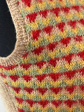 Load image into Gallery viewer, Original 1940s Fair Isle Waistcoat in Red, Green and Yellow - Charming Vintage Knit - Bust 30 31 32