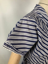 Load image into Gallery viewer, 1940s 1950s Navy and White Stripe Dress By Norman Hartnell for Berkertex - Bust 36 38