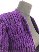 Load image into Gallery viewer, 1940s Style Hand Knitted Bolero in Purple - B 40 42 44 Volup