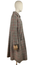 Load image into Gallery viewer, Fabulous Vintage 1970's does 1940's Houndstooth Check Wool Coat in Black, White and Red - Bust 34 35 36