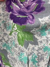Load image into Gallery viewer, As Is 1940's Reproduction Floral Print Blouse with Large Purple Roses and Tiny Glass Buttons Made From an Original 1940's Feed Sack - Bust 34" 35" 36"
