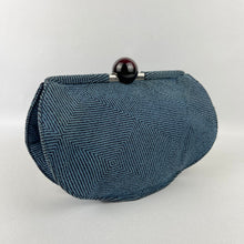 Load image into Gallery viewer, Exceptional Original 1930's Two-Tone Blue Clutch Bag with Cherry Amber Bakelite Clasp