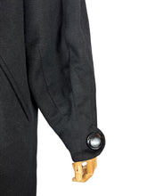 Load image into Gallery viewer, Original 1950's Hilmorn Reg'd Inky Black Wool Coat with Astrakhan Fur Trim - Bust 42 44
