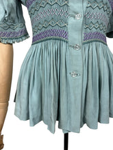 Load image into Gallery viewer, Stunning Original 1930&#39;s Blue Cotton Blouse with Heavy Smocking Detail - Bust 36 38

