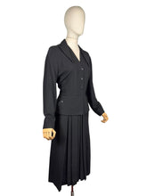 Load image into Gallery viewer, Original 1940's 1950's Inky Black Wool Day Dress with Button Front Bodice - Looks Like a Suit - Bust 40
