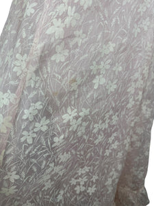 Original 1930's Pale Pink and White Full Length Evening Dress with Ruffle Trim - Bust 32