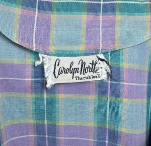 Original 1950’s Carolyn North Purple and Green Plaid Day Dress - Bust 36