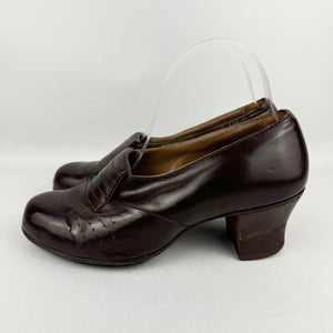 Original 1940’s Chocolate Brown Leather Shoes - UK Size 5 5.5