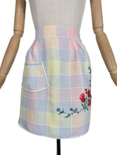 Load image into Gallery viewer, Original 1940's 1950's Check Apron in Pastel Shades - Embroidered and with Ric-rac Trim
