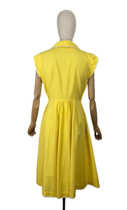 1950's Reproduction Yellow and White Cotton Summer Dress - Bust 38 39 *