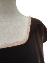 Load image into Gallery viewer, Original 1950's Slimuette Dark Brown Cotton Velvet Wiggle Dress with Hip Drape - Bust 34
