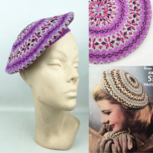 Load image into Gallery viewer, Reproduction 1940&#39;s Pure Wool Fair Isle Beret in Pink and Grey - Wonderful Design Featuring Seven Different Colours *
