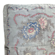 Load image into Gallery viewer, Original 1940&#39;s or 1950&#39;s Silk Crepe Scarf in Pale Blue with White and Pink Floral - Great Headscarf
