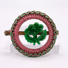 Load image into Gallery viewer, Original 1940&#39;s Pink and Green Wartime Make Do and Mend Wirework Brooch with Pretty Flower Middle
