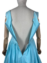 Load image into Gallery viewer, Original 1950's Turquoise Blue Cotton Dress with White Soutache by Carnegie - Bust 32 33 *
