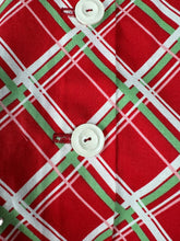 Load image into Gallery viewer, 1940&#39;s Reproduction Christmas Blouse In Red, Mint Green, White and Pink Vintage Check in Moda Cotton &#39;Deer Christmas&#39; - Bust 34&quot; 36&quot;
