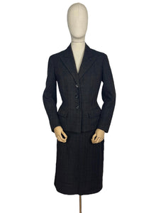 Original 1940's Jolly & Son Limited Tweed Wool Suit in Black, Green and Rust Check - Bust 36 37