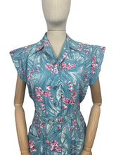 Load image into Gallery viewer, Original 1950’s Blue, Pink and White Belted Cotton Summer Dress - Bust 38
