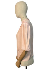 Load image into Gallery viewer, Original 1940&#39;s 11011 Flesh Coloured Silk Button Back Blouse with Jabot Front - Bust 36 38
