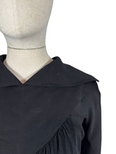 Load image into Gallery viewer, Original 1950's Heavy Black Silk Long Sleeved Dress with Pockets - Bust 34
