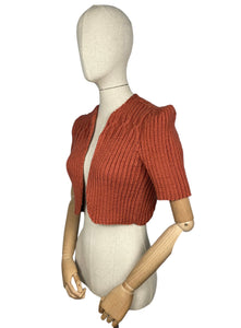 1940's Reproduction Hand Knitted Bolero in Salmon Pink - B34 36 38 40