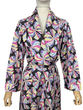 Load image into Gallery viewer, Original 1940&#39;s Novelty Print Dressing Gown - Black with Vibrant Bow Print - Bust 34 36 38
