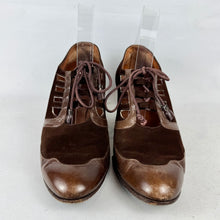 Load image into Gallery viewer, Original 1930's Dark Brown Leather and Suede Lace Up Shoes - UK 5 or 5.5

