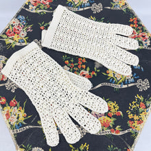 Load image into Gallery viewer, Original 1940&#39;s 1950&#39;s Pretty Cream Crochet Gloves - Small Size - As Is
