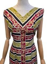 Load image into Gallery viewer, Original 1950's Cotton Wiggle Dress with Accent Bow Trim - Bust 38
