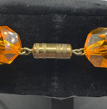 Load image into Gallery viewer, Original 1950&#39;s Mid Century Amber Coloured Plastic Faceted Bead Necklace with Barrel Clasp

