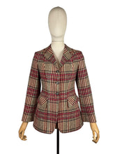 Load image into Gallery viewer, 1970’s Red, Brown and Cream Check Hacking Jacket - Bust 33 34
